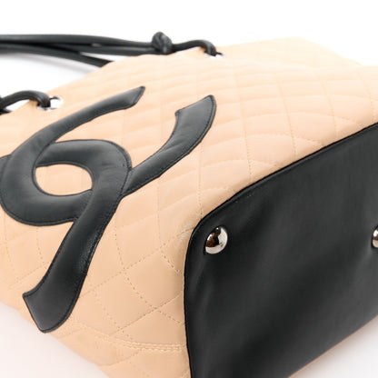 Chanel Calfskin Quilted Large Cambon Tote Beige Black 13 of 13