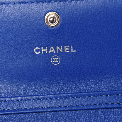 Chanel Lambskin Quilted Flap Card Holder On Chain Blue 5 of 10