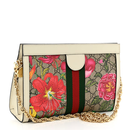 Gucci GG Supreme Monogram Flora Web Small Ophidia Chain Shoulder Bag White 3 of 11