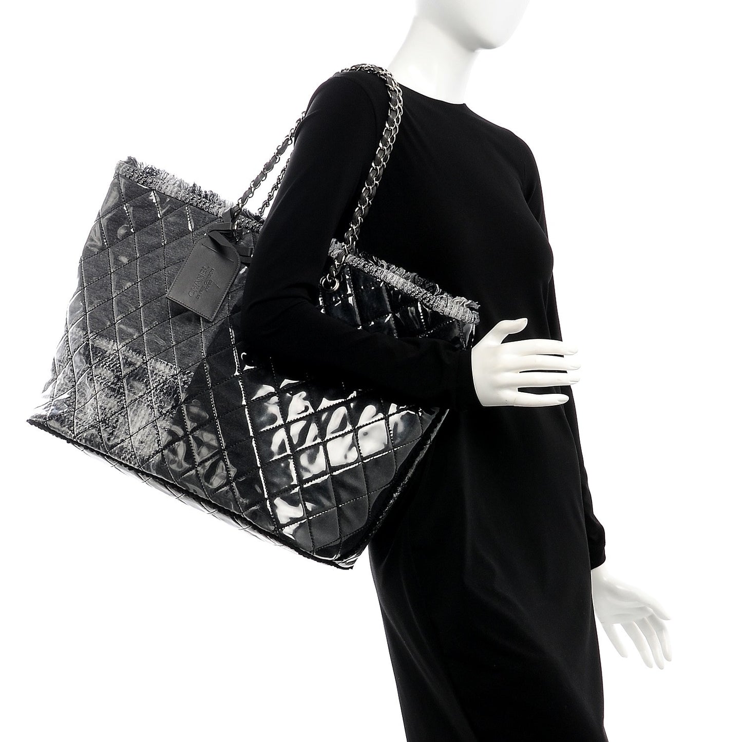 Vinyl Funny Tweed Patchwork Tote Grey