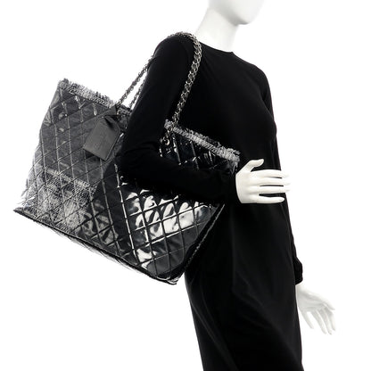 Chanel Vinyl Funny Tweed Patchwork Tote Grey 2 of 7