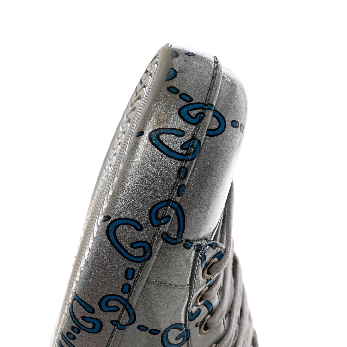 Miro Rubber Wax GucciGhost Print Mens New Ace Sneakers 10 Silver
