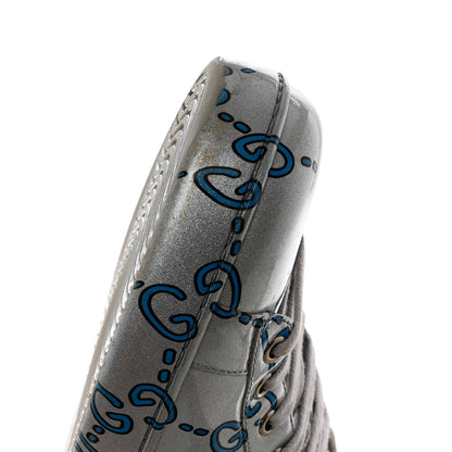 Gucci Miro Rubber Wax GucciGhost Print Mens New Ace Sneakers 10 Silver 10 of 12