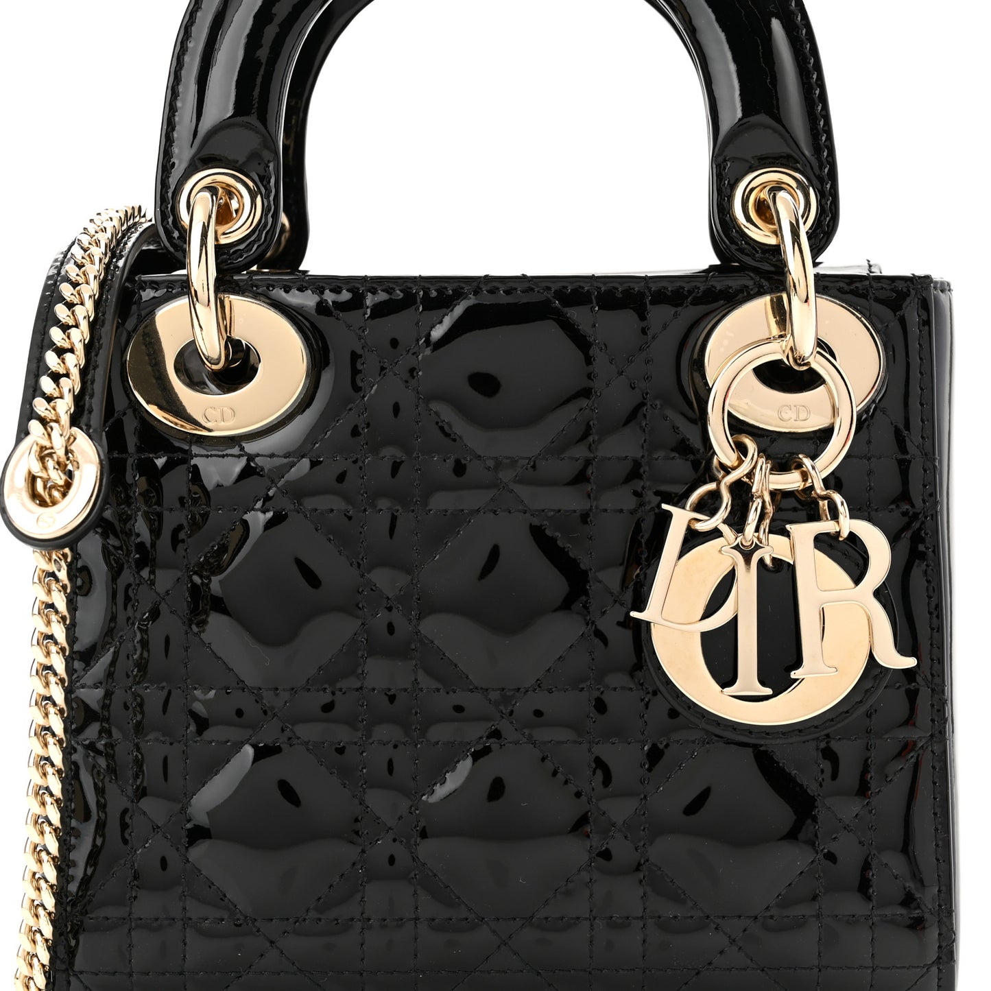 Patent Cannage Mini Lady Dior Black