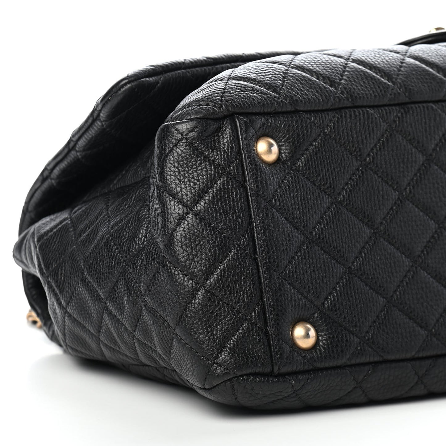 Calfskin Quilted XXL Travel Flap Bag Black