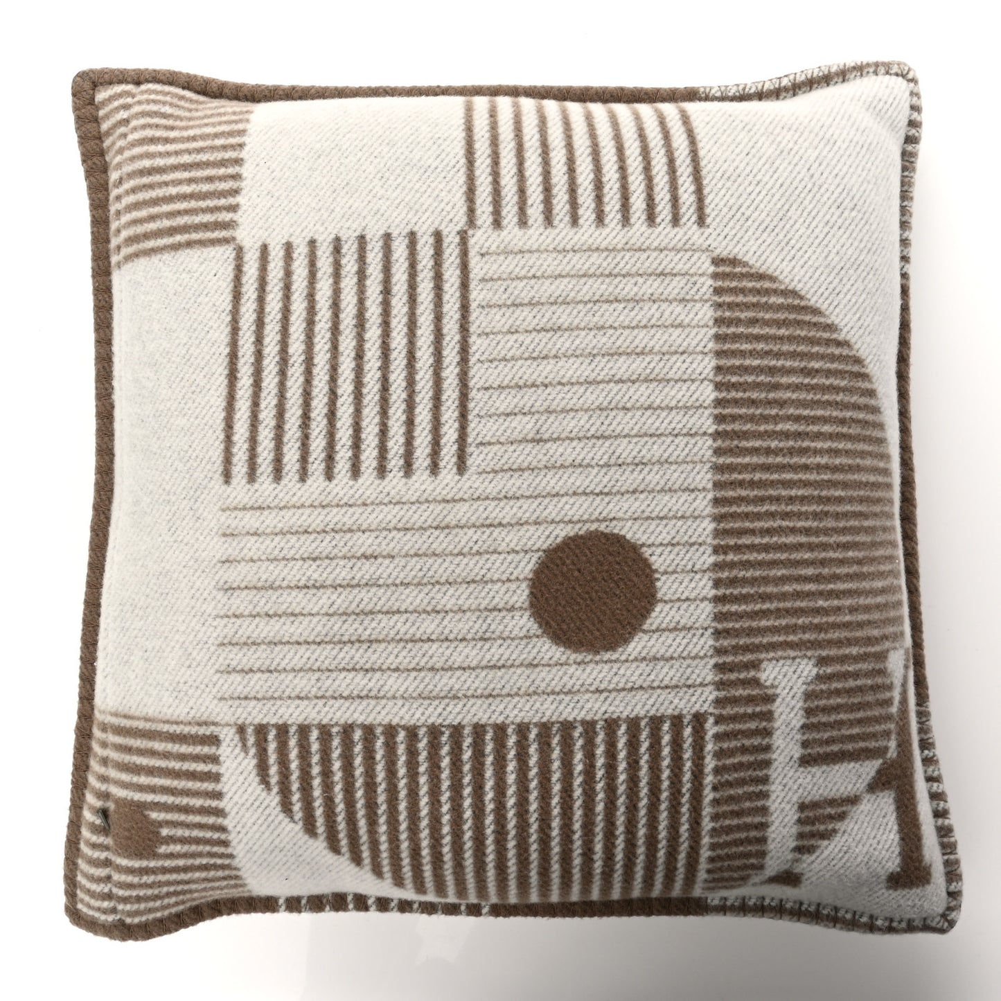 Wool Cashmere Echecs Et Trames Pillow Gris Beige