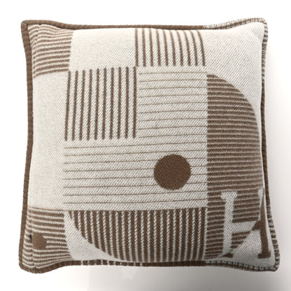Hermes Wool Cashmere Echecs Et Trames Pillow Gris Beige 2 of 4