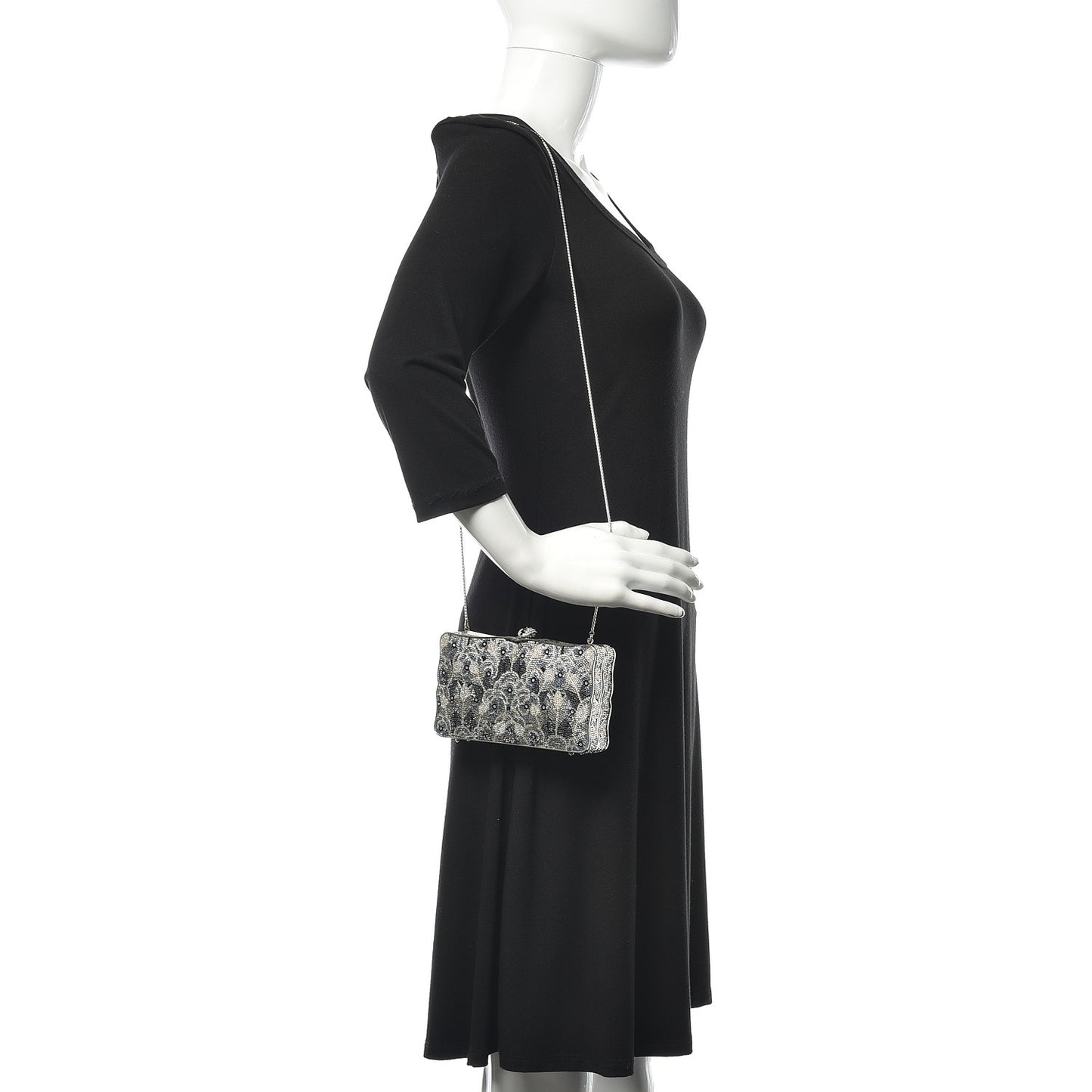 Swarovski Crystal Minaudière Deco Clutch Black