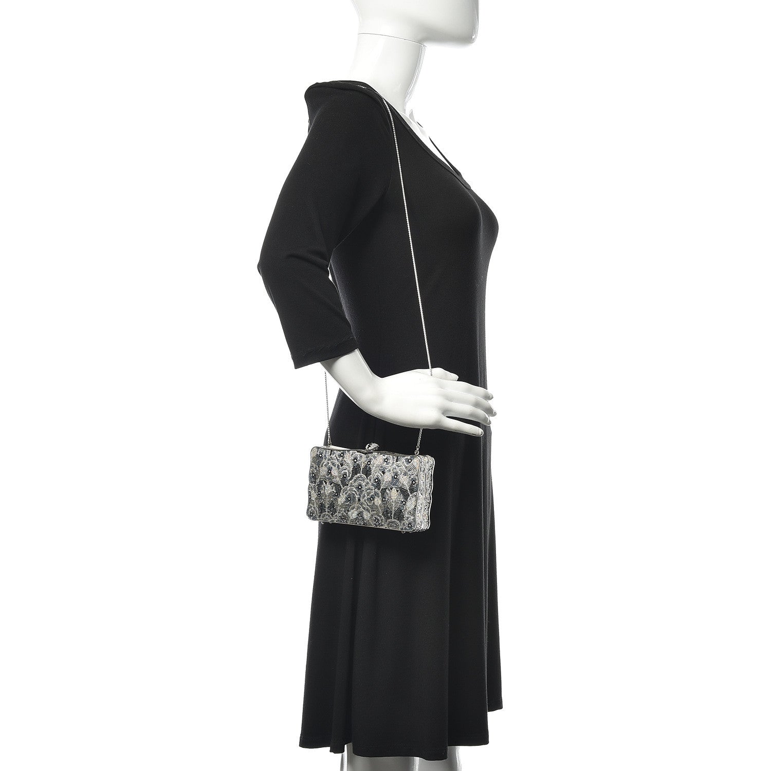 Judith Leiber Swarovski Crystal Minaudière Deco Clutch Black 2 of 20