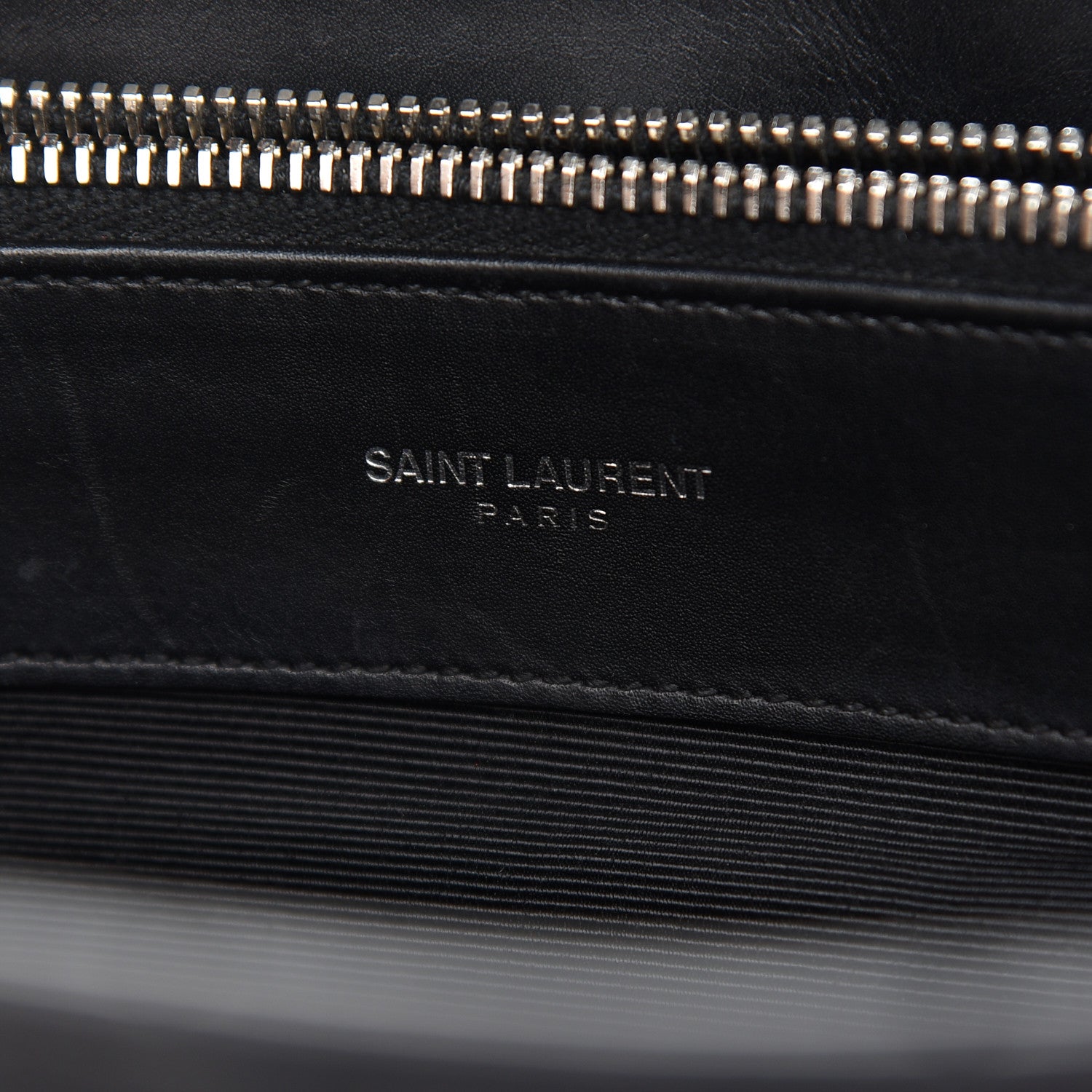Saint Laurent Smooth Calfskin Matelasse Chevron Monogram Shopping Bag Black 6 of 13