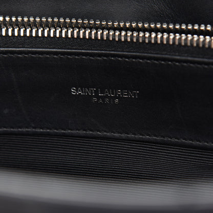 Saint Laurent Smooth Calfskin Matelasse Chevron Monogram Shopping Bag Black 6 of 13