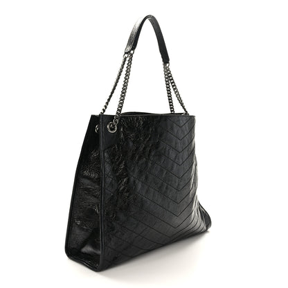 Saint Laurent Crinkled Calfskin Matelasse Monogram Large Niki Shopper Tote Black 3 of 9