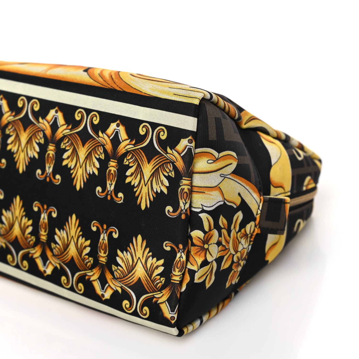Fendi X VERSACE Nylon Fendace FF Baroque Print Small Trapezoid Beauty Pouch Gold 8 of 8