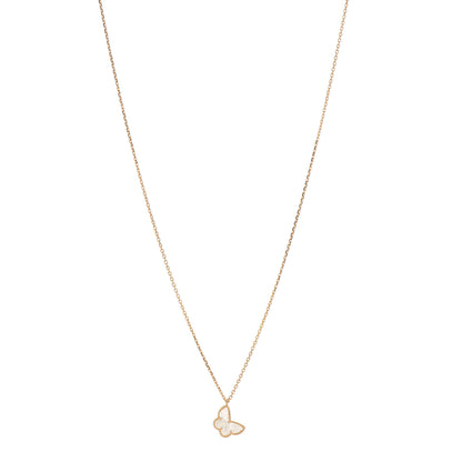 Van Cleef & Arpels 18K Yellow Gold Mother of Pearl Sweet Alhambra Butterfly Pendant Necklace 1 of 3