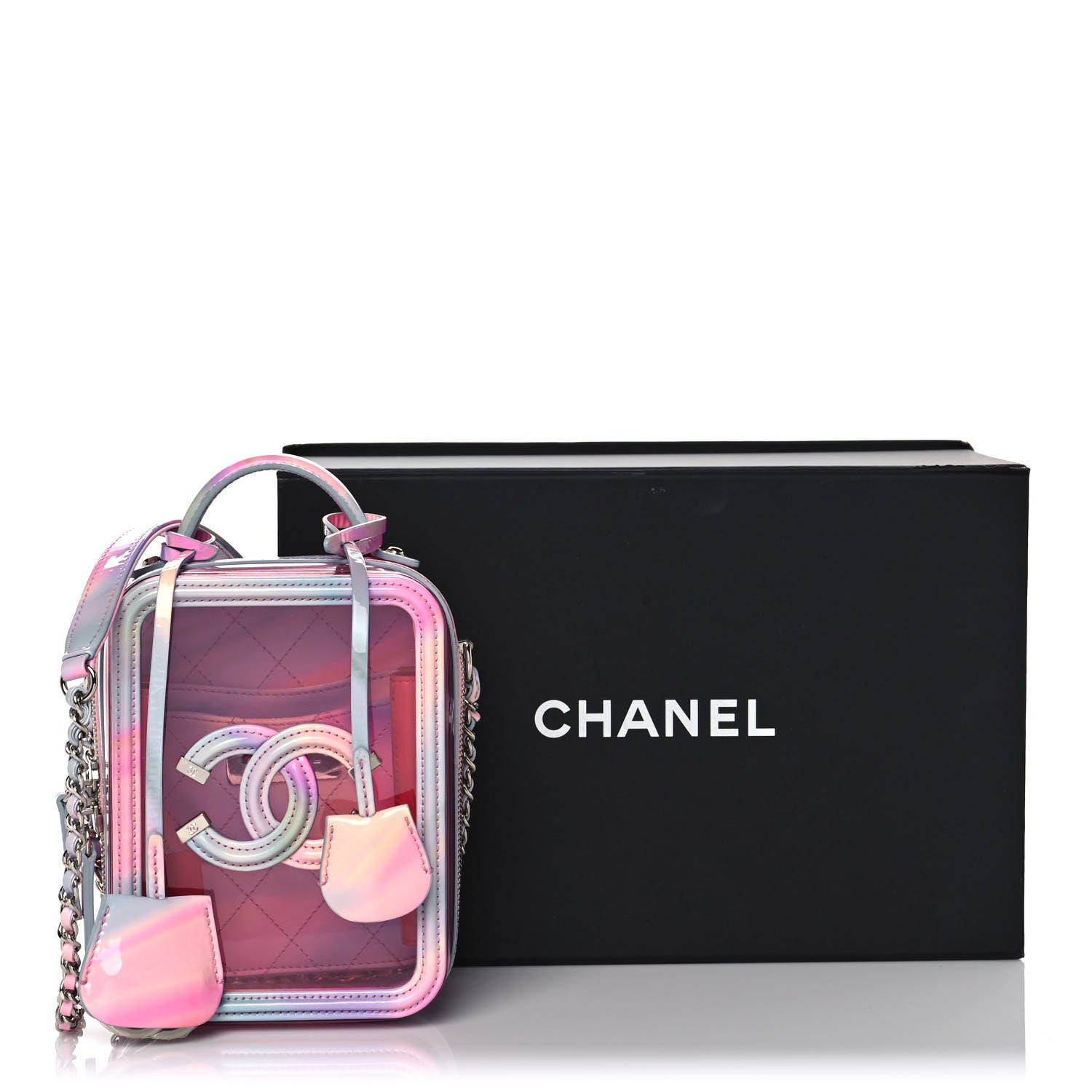 Chanel PVC Patent Calfskin Patent Lambskin Vertical Vanity Case Pink 14 of 14