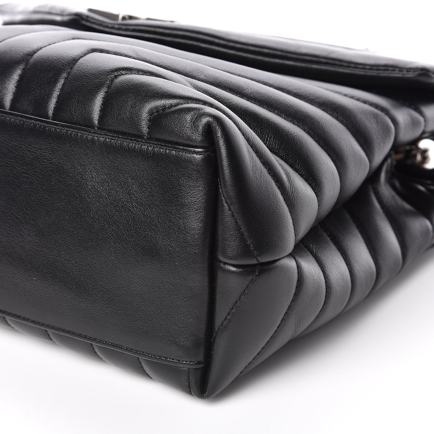 Calfskin Y Quilted Monogram Medium Loulou Chain Satchel Black