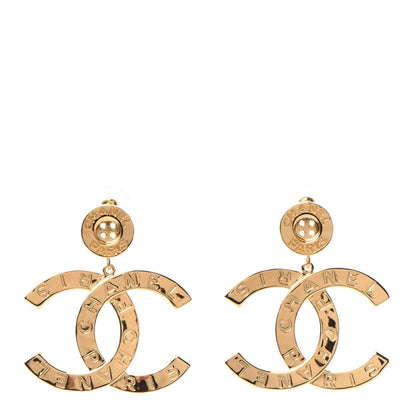 Chanel Metal Large Paris Button Earrings Gold 1 of 5
