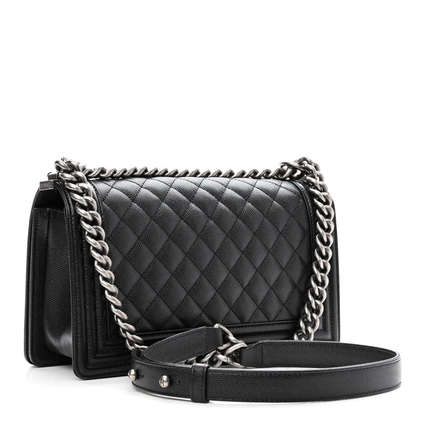 Caviar Quilted Medium Boy Flap Black