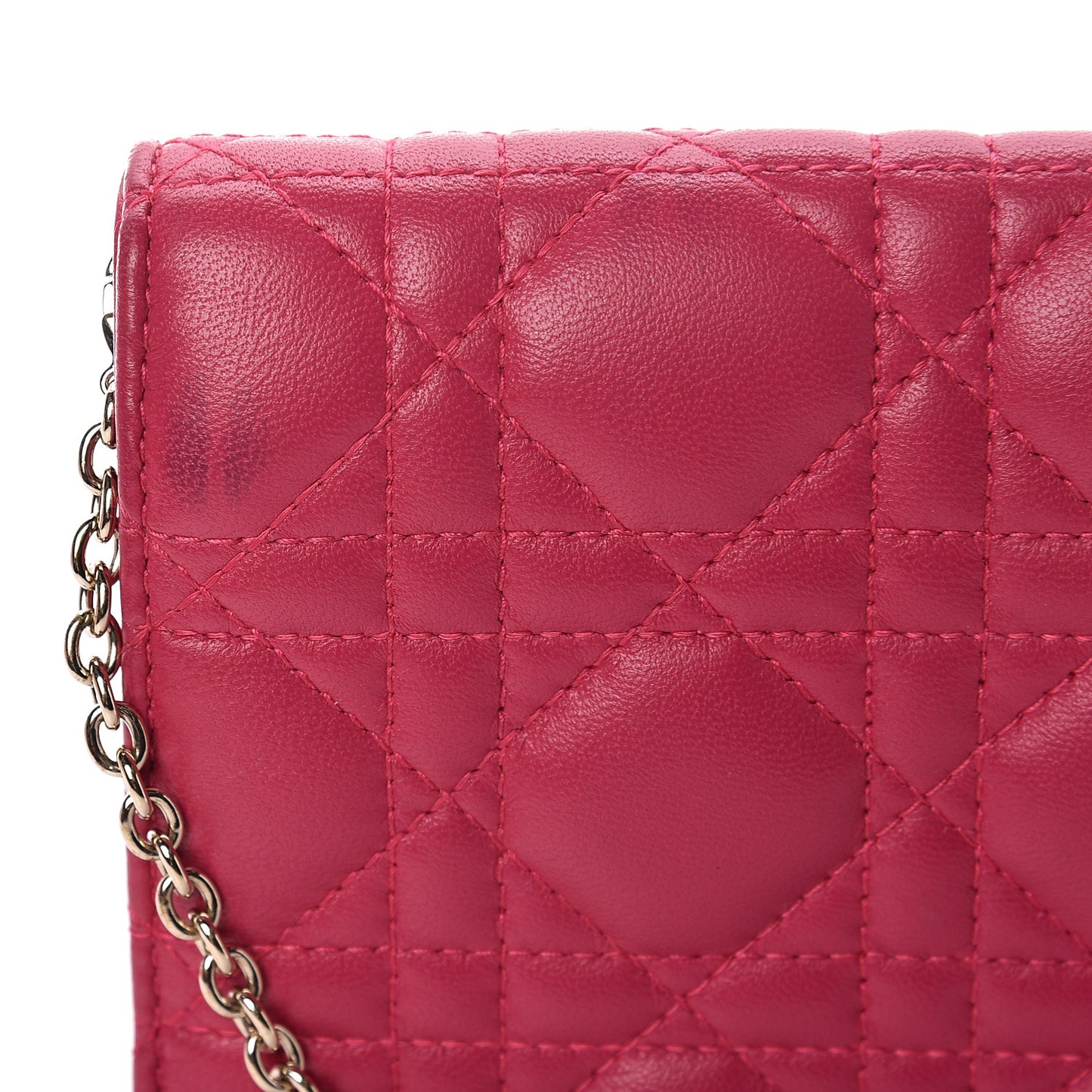 Lambskin Cannage Rendezvous Chain Wallet Pink