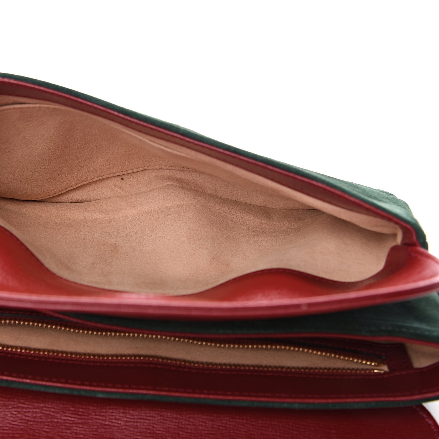 Suede Small Marina Chain Shoulder Bag Green Red