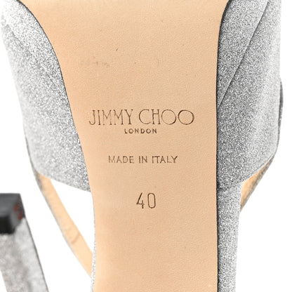Jimmy Choo Dusty Glitter Strap Sandals 40 Platinum Ice 7 of 7