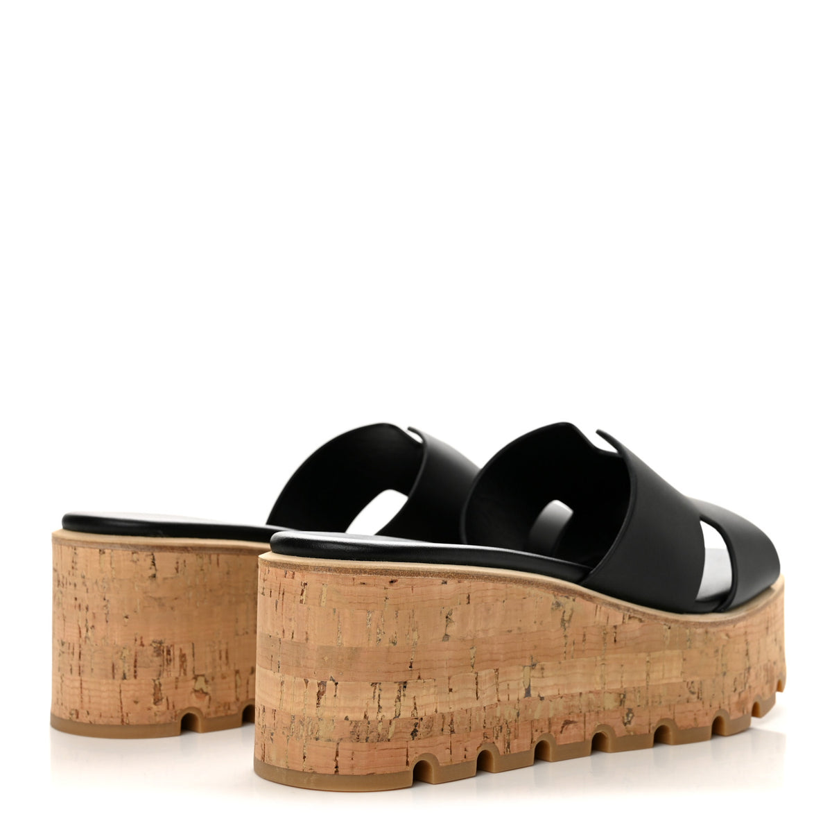 Hermes Calfskin Cork Eze 30 Sandals 38 Black 5 of 10
