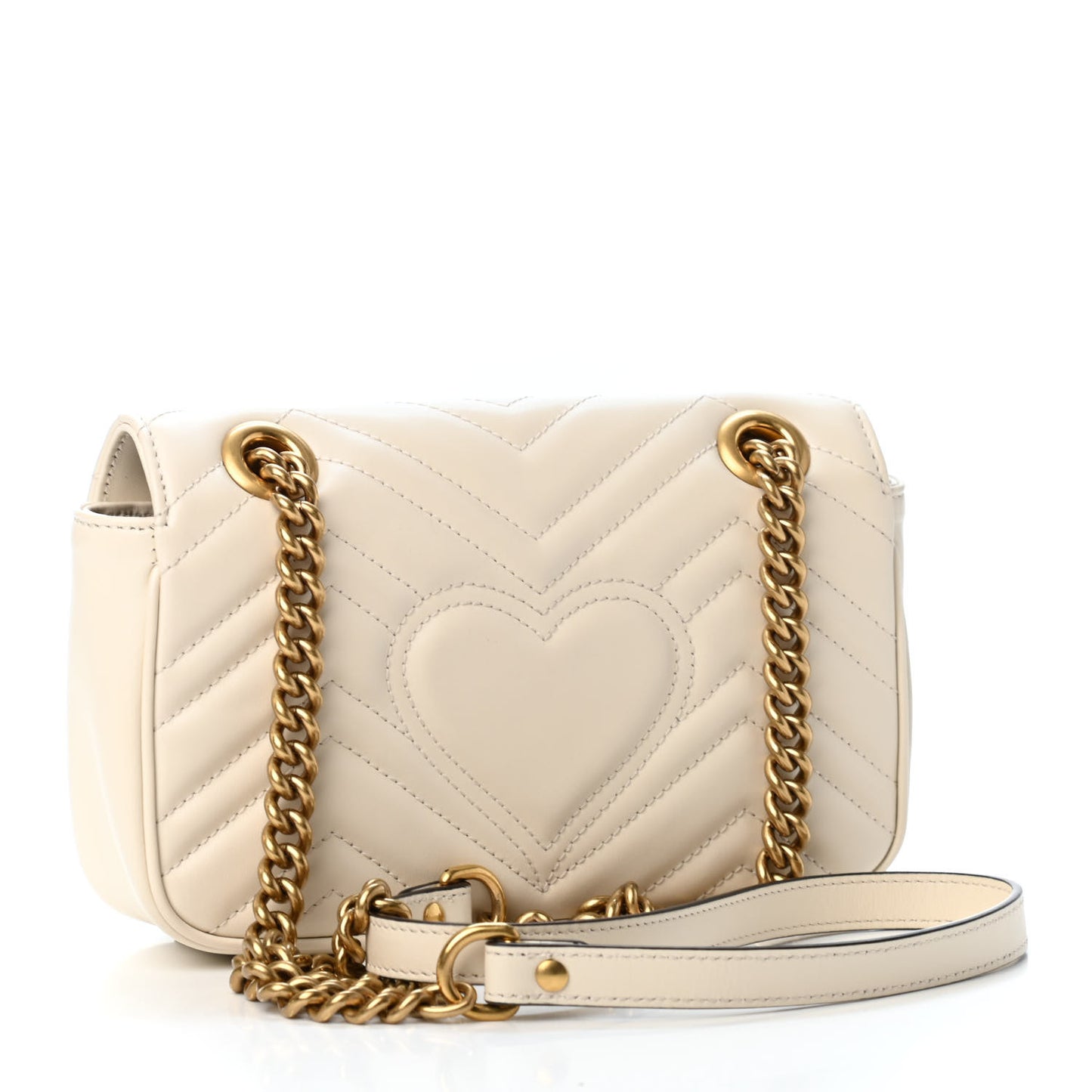 Calfskin Matelasse Mini GG Marmont Shoulder Bag White