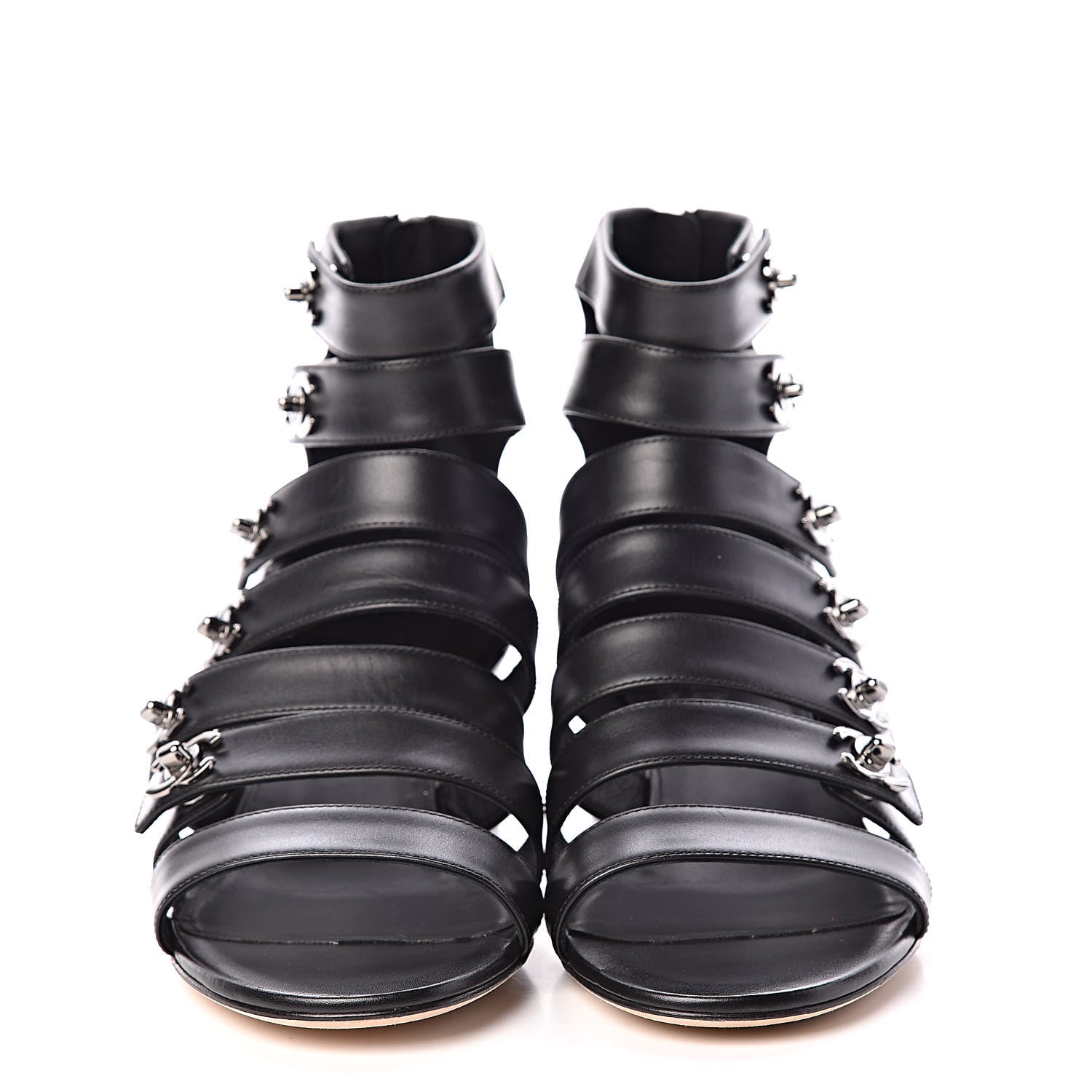 Chanel Calfskin CC Turnlock Sandals 38 Black 2 of 12