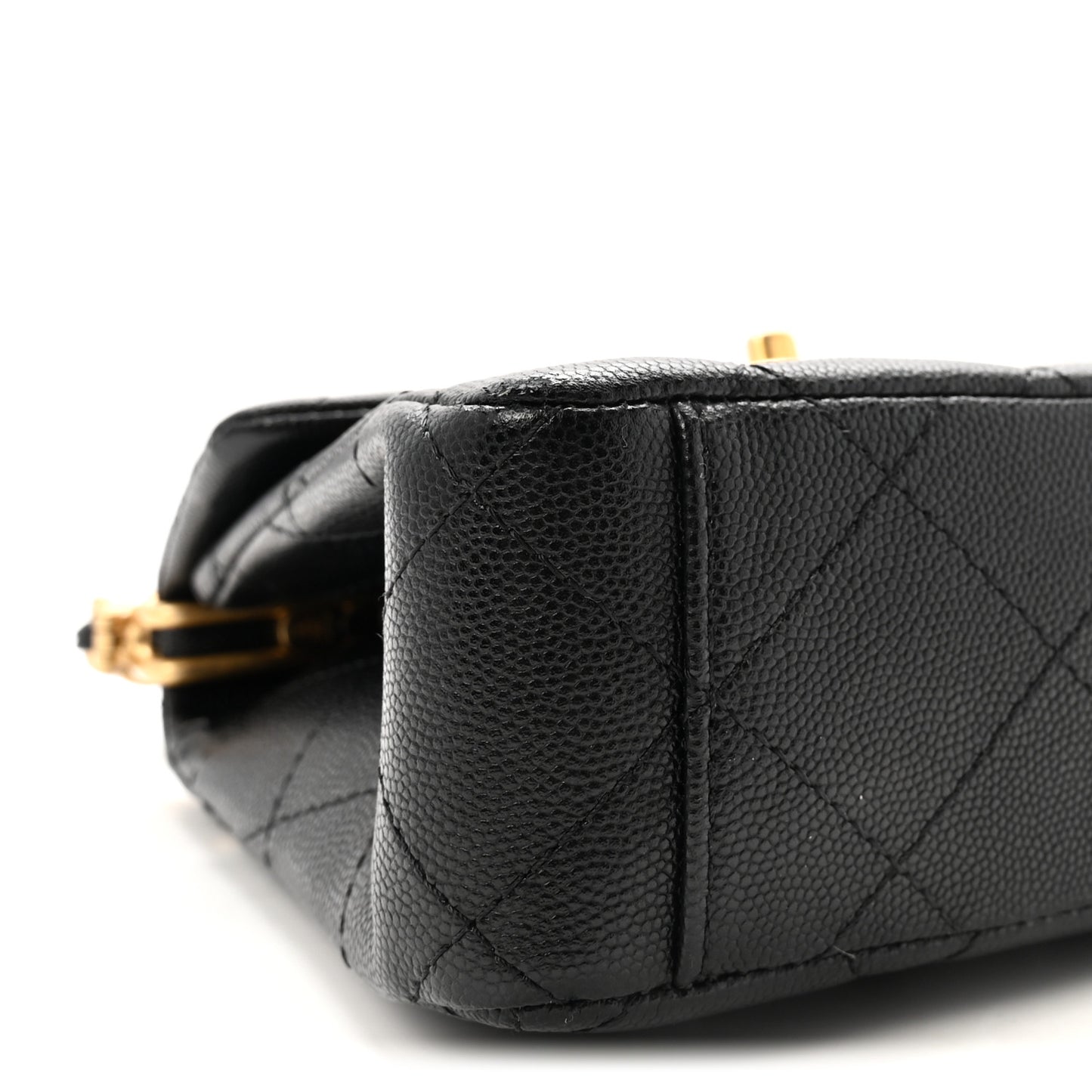Caviar Quilted 31 Rue Cambon Mini Top Handle Flap Black