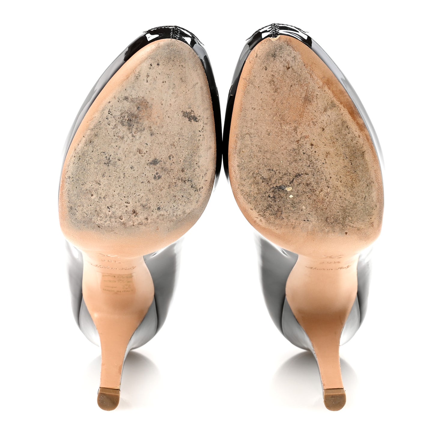 Patent Damier Ebene Peep Toe Pumps 38.5 Brown