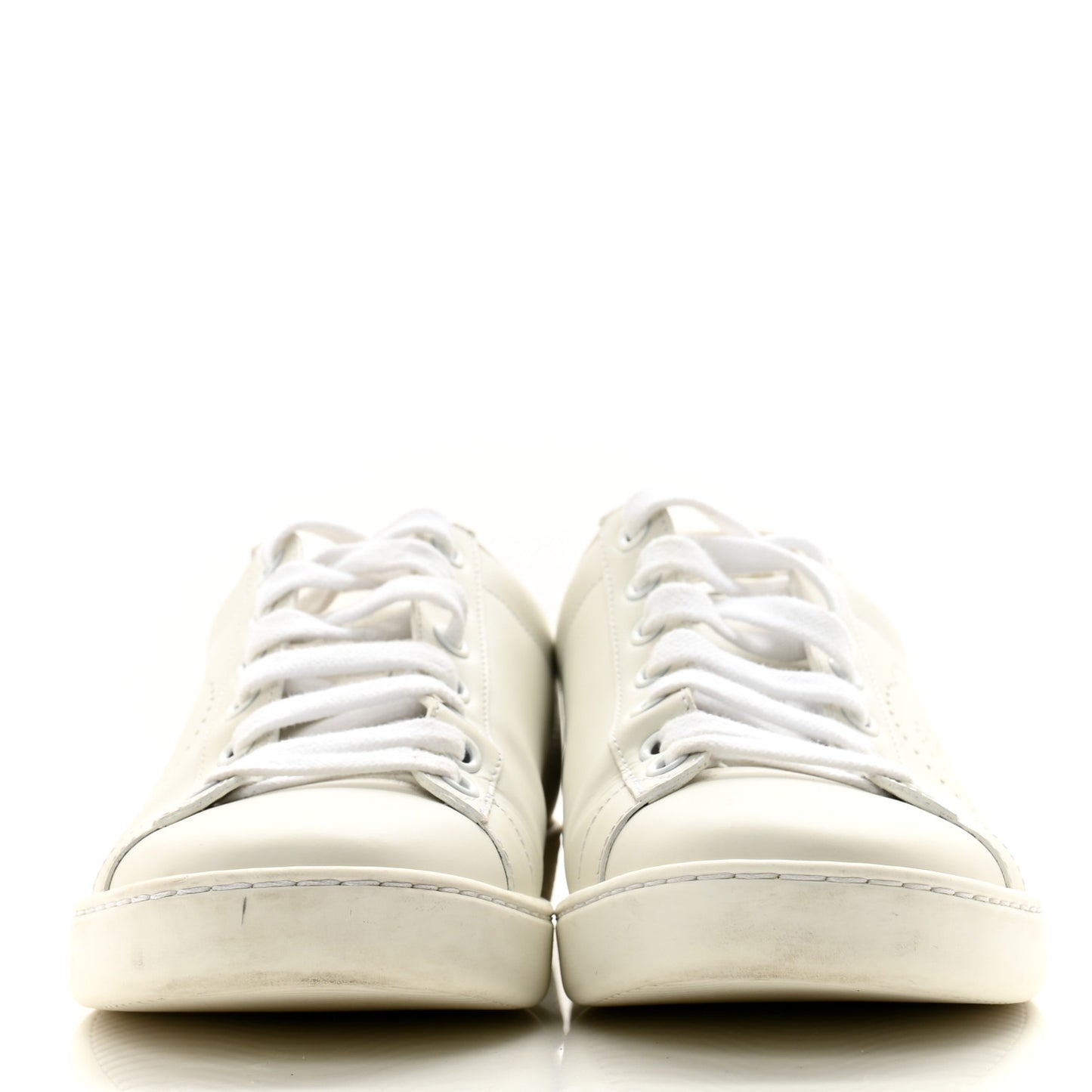 Calfskin Interlocking G Perforated Womens Ace Sneakers 37.5 White Grey Sky