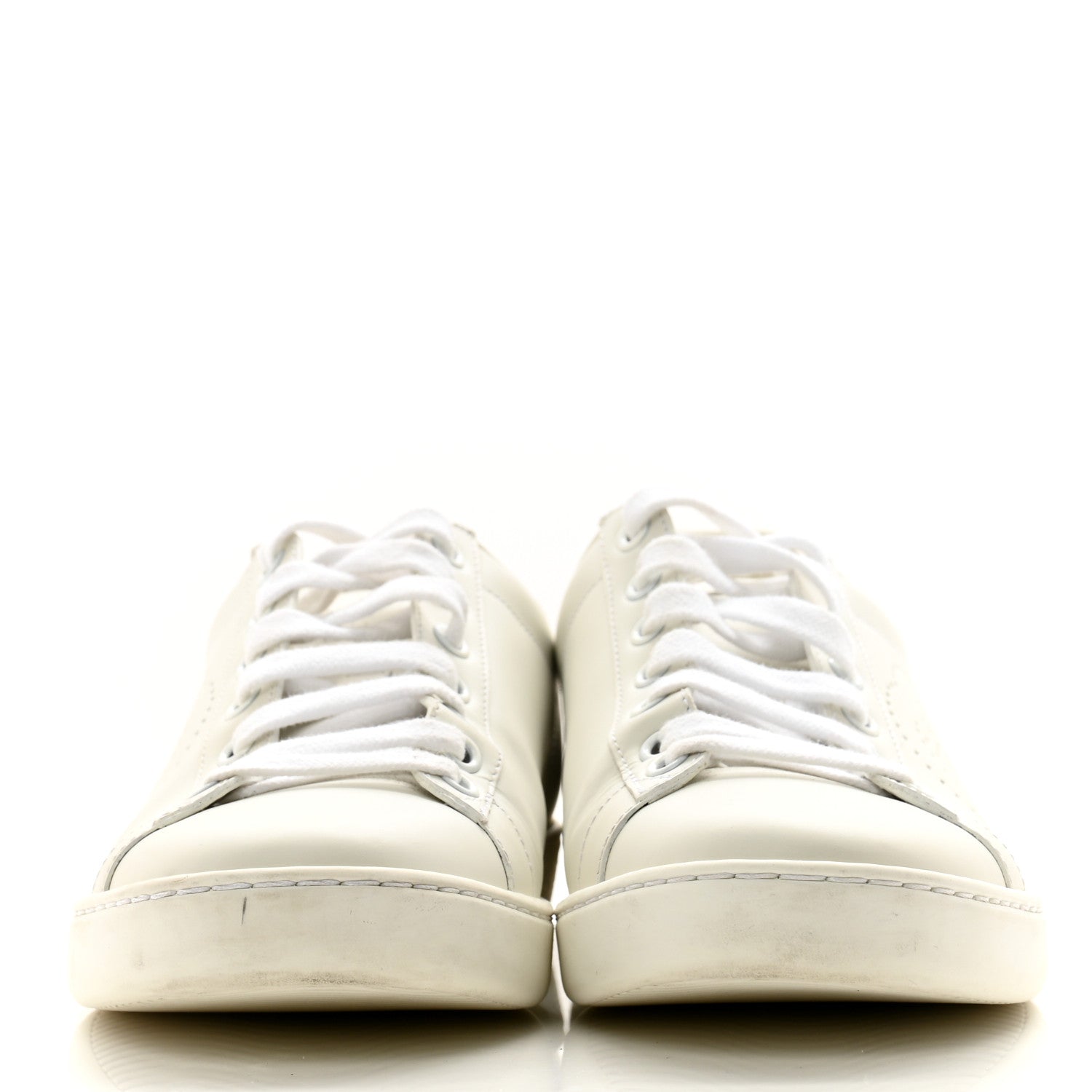 Gucci Calfskin Interlocking G Perforated Womens Ace Sneakers 37.5 White Grey Sky 2 of 12