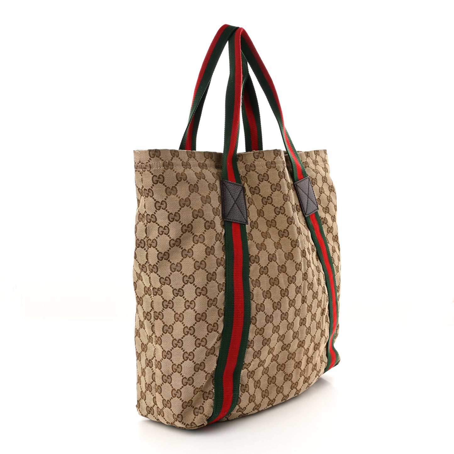 GG Monogram Medium Web Handle Vertical Tote Dark Brown