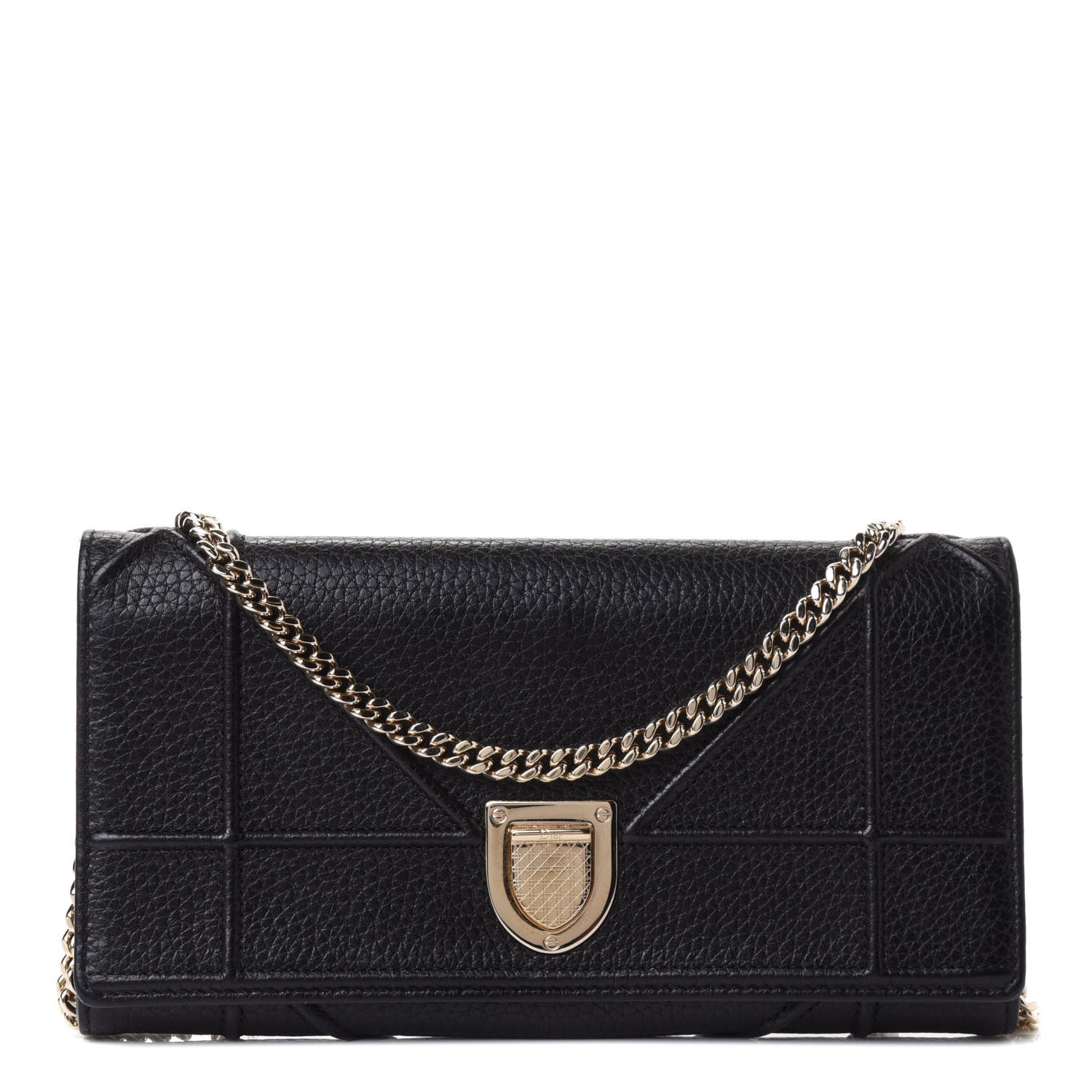 Christian Dior Grained Calfskin Diorama Croisiere Chain Wallet Black 1 of 4