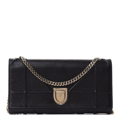 Christian Dior Grained Calfskin Diorama Croisiere Chain Wallet Black 1 of 4