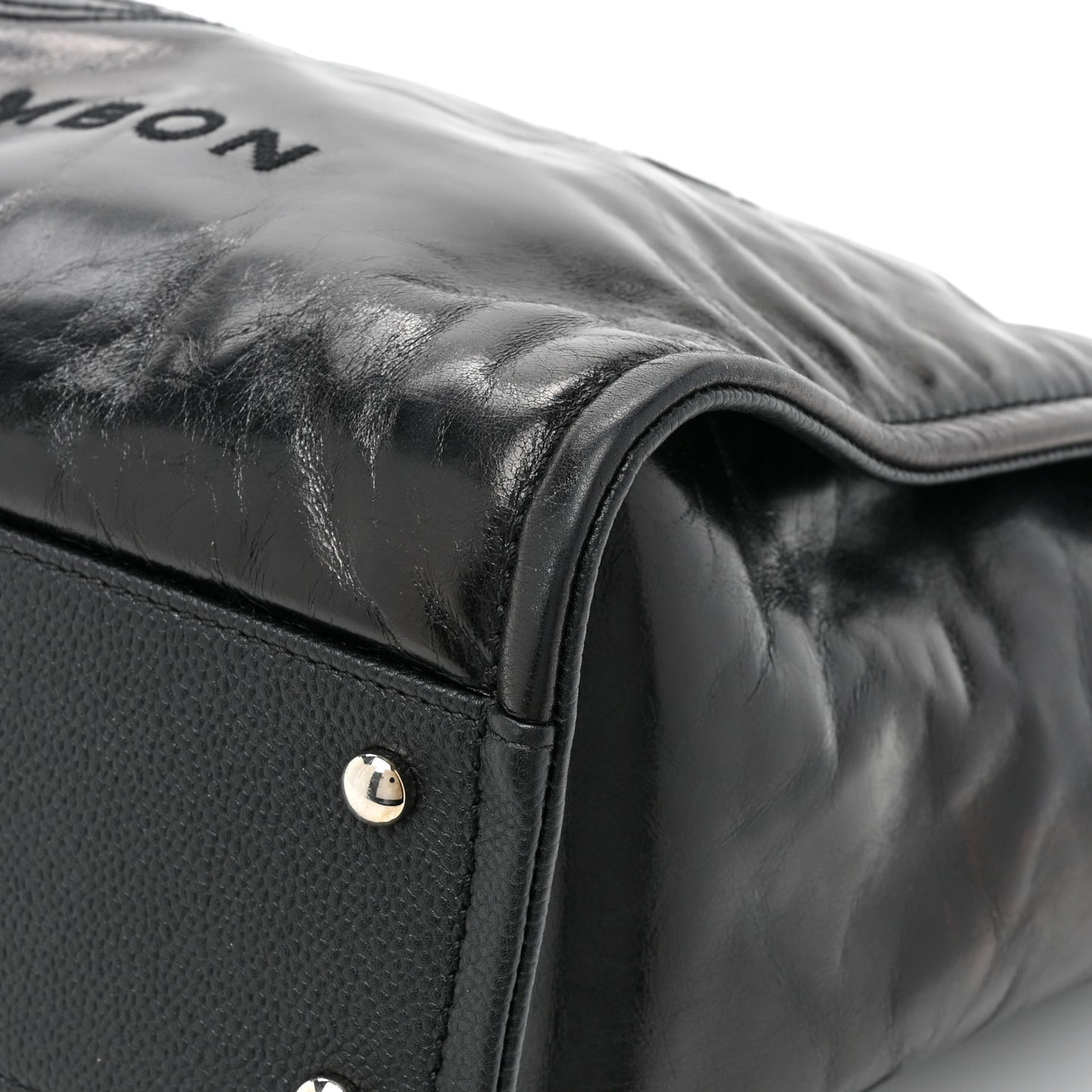 Glazed Calfskin Small Deauville Tote Black