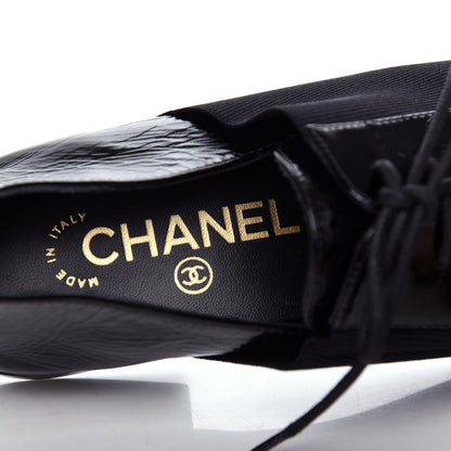 Chanel Goatskin Patent Womens CC Cap Toe Lace Up Oxfords 36.5 Black 8 of 11