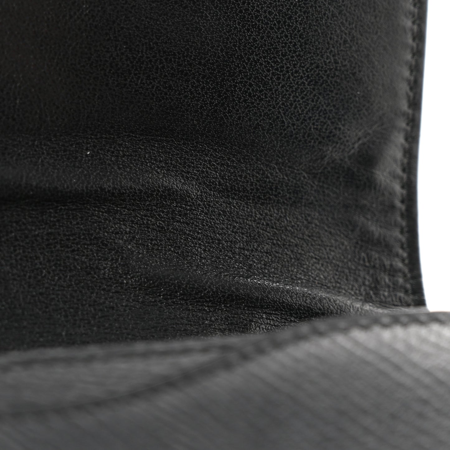 Grained Calfskin Large Flap Wallet Black