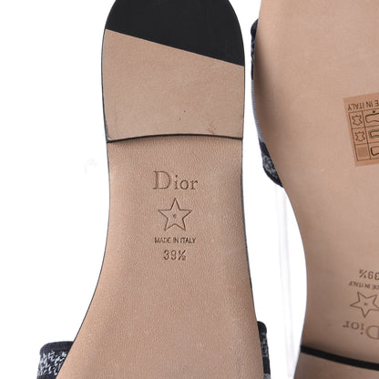 Christian Dior Canvas Tie and Dior Embroidered Dway Flat Slide Sandals 39.5 Denim 9 of 10