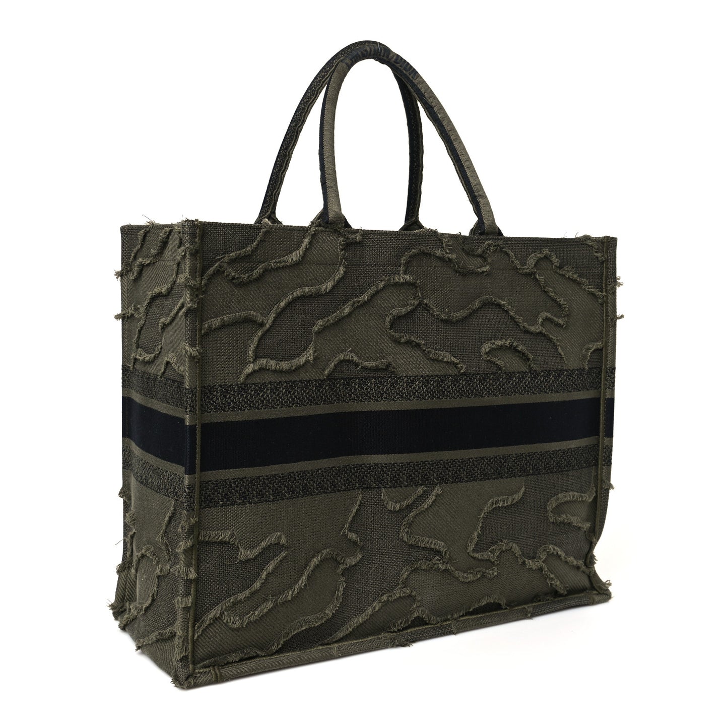 Canvas Embroidered Camouflage Book Tote Green