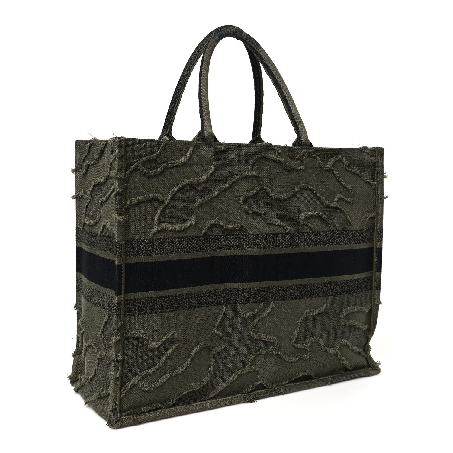 Christian Dior Canvas Embroidered Camouflage Book Tote Green 3 of 10