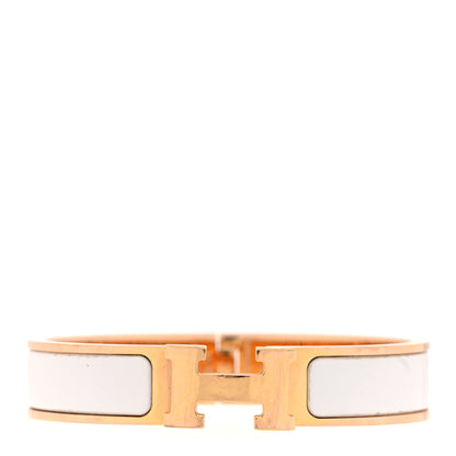 Hermes Enamel Narrow Clic Clac H Bracelet PM White 1 of 5