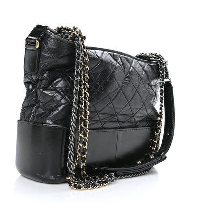 Chanel Aged Calfskin Quilted Medium Gabrielle Hobo Black 3 of 10