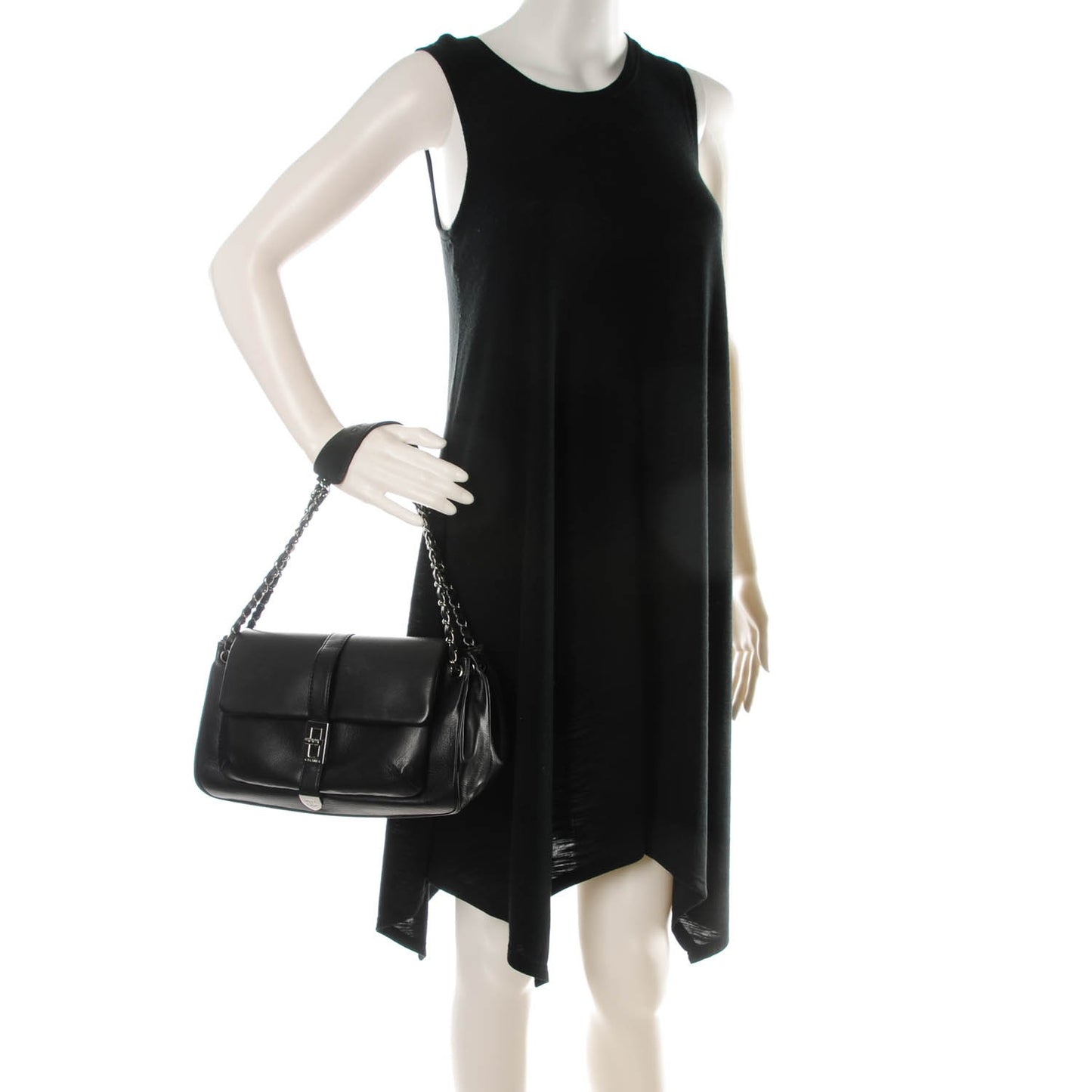Caviar Mademoiselle Lock Accordion Flap Black