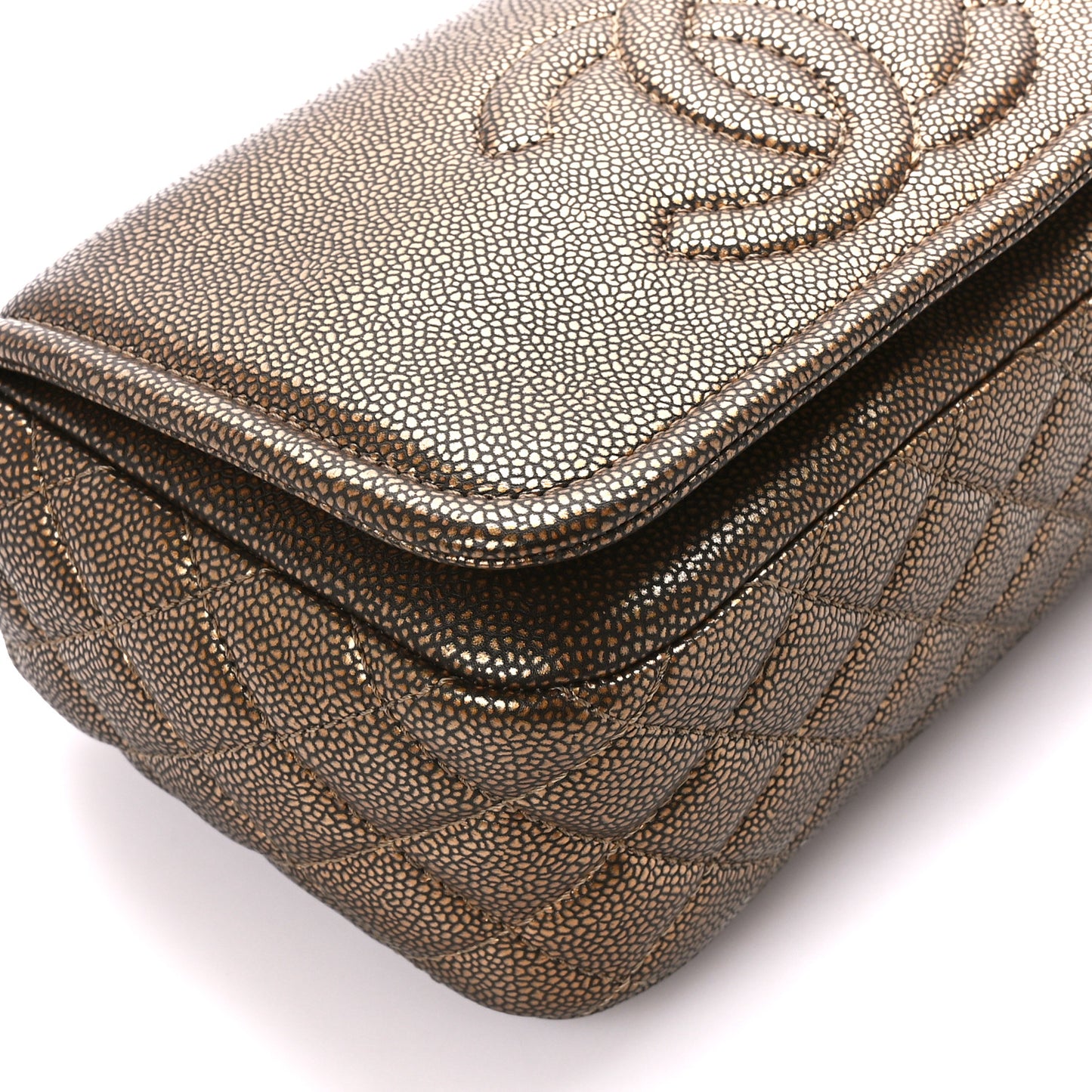 Metallic Caviar Medium Timeless CC Flap Bronze