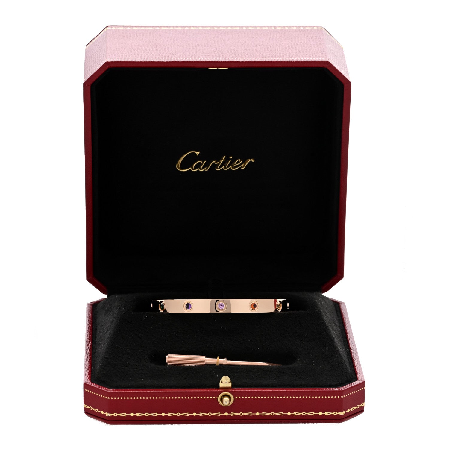 Cartier 18K Pink Gold Sapphire Garnet Amethyst LOVE Bracelet 17 5 of 5