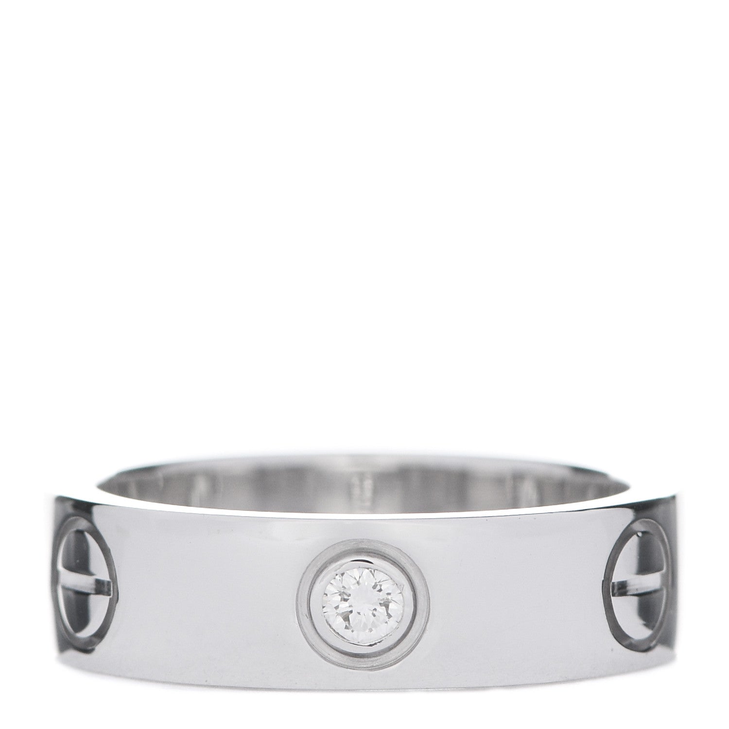 Cartier 18K White Gold 3 Diamond 5.5mm LOVE Ring 52 6 1 of 6