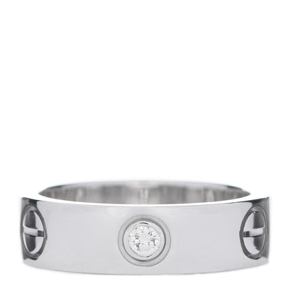 Cartier 18K White Gold 3 Diamond 5.5mm LOVE Ring 52 6 1 of 6