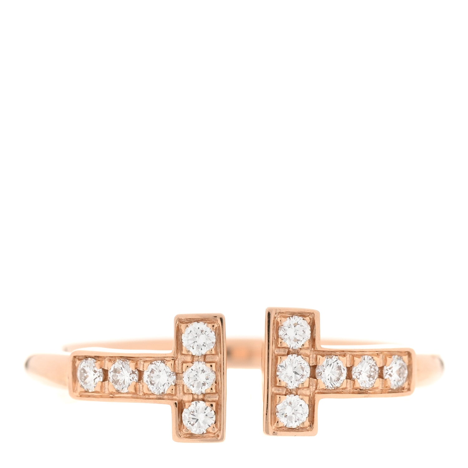 Tiffany 18K Rose Gold Diamond T Wire Ring 47 4 1 of 4