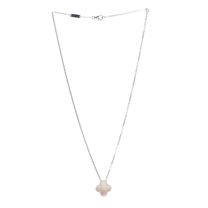 Van Cleef & Arpels 18K White Gold Mother of Pearl Vintage Alhambra Pendant Necklace 3 of 7